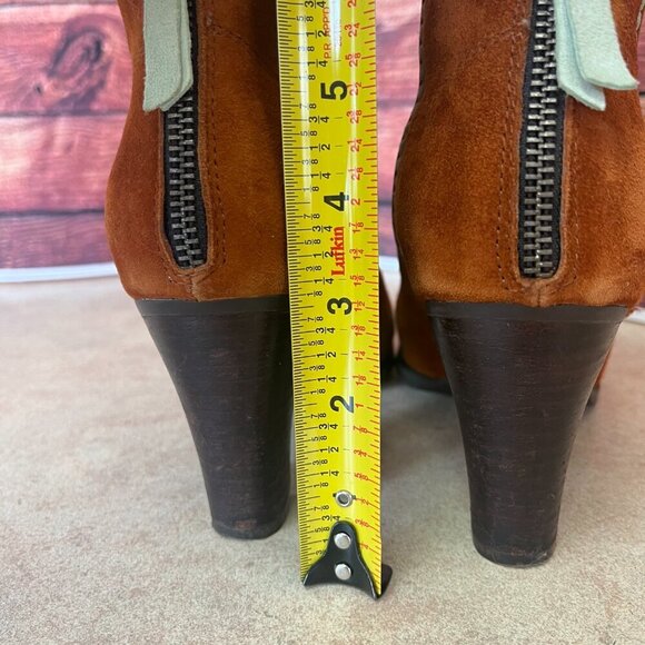 Shoe The Bear Bijou Caramel Suede Ankle Back Zip Booties - Picture 5 of 16